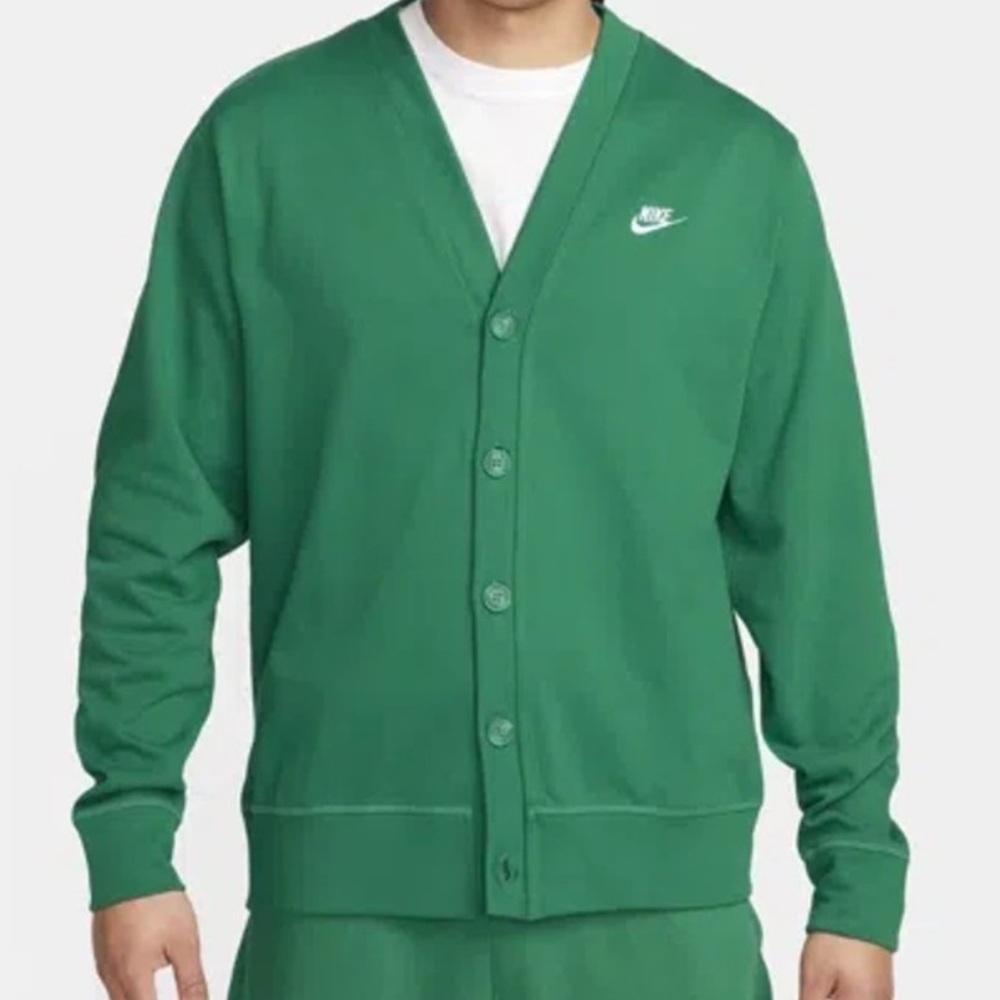 Nike Men's Classic Ribbed Knit Kelly Green Fairway Cardigan Size Small
